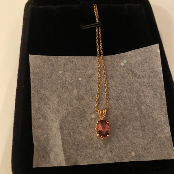 14KT PINK ZIRCON PENDANT NECKLACE W/ 18" 14KT CHAIN YG BEN BRIDGE JEWELRY - Picture 4 of 7